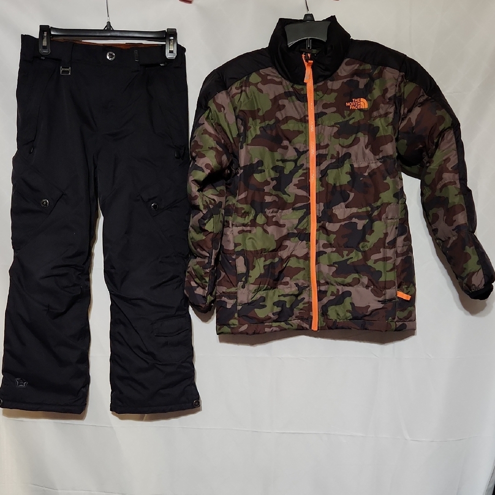 Boys Sz 14 The North Face Goose Down Coat And Sessions Medium Snow Pants